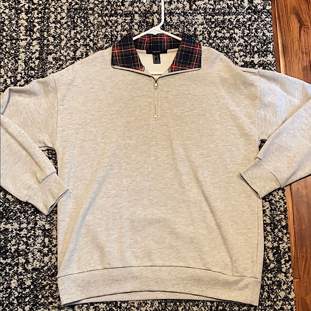 Gray and plaid zip up